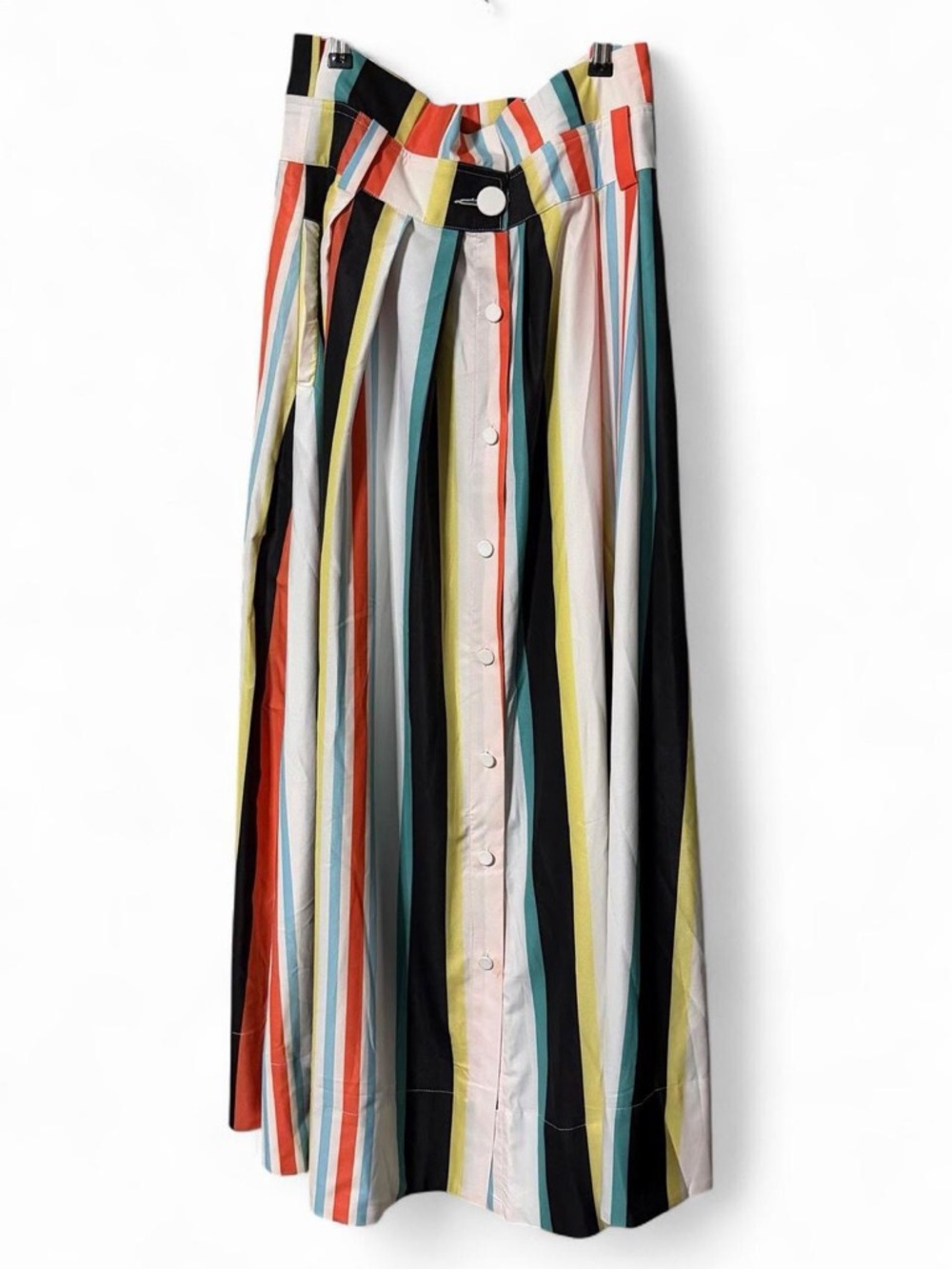 Gracia Multicolor Vertical Stripe Button-Front Maxi Skirt